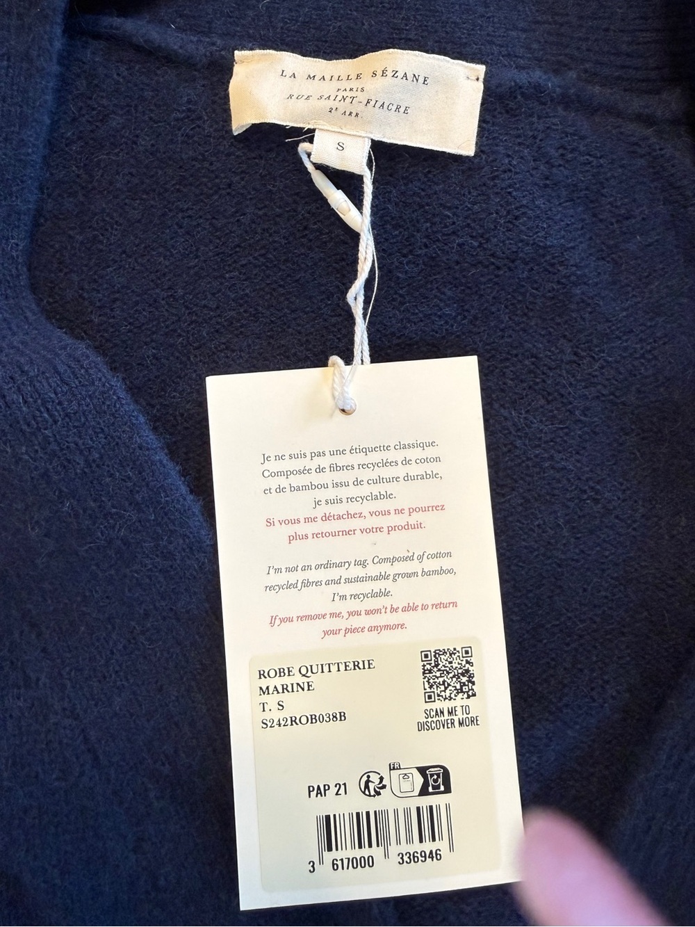 NWT SZ S SÉZANE Quitterie YAK WOOL Navy V-Neck Button Cardigan Sweater Dress - Picture 5 of 9